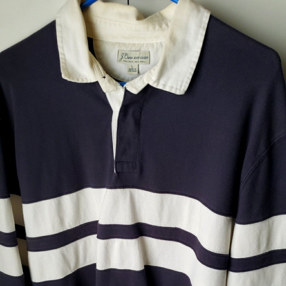 J.crew men's large cotton striped rugby shirt